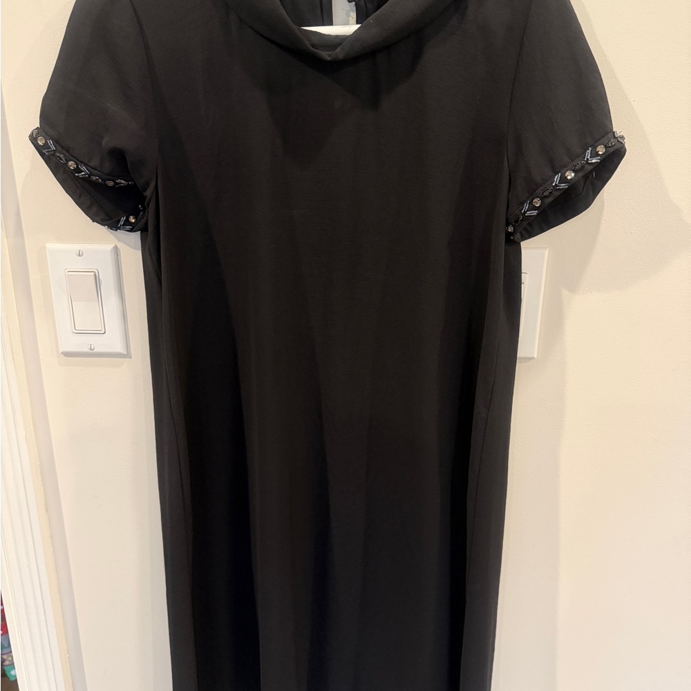 Zara Black Dress with Embellished Sleeves